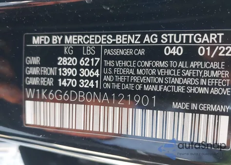 2022 Mercedes-Benz S 500 4Matic from USA, damaged, VIN W1K6G6DB0NA121901